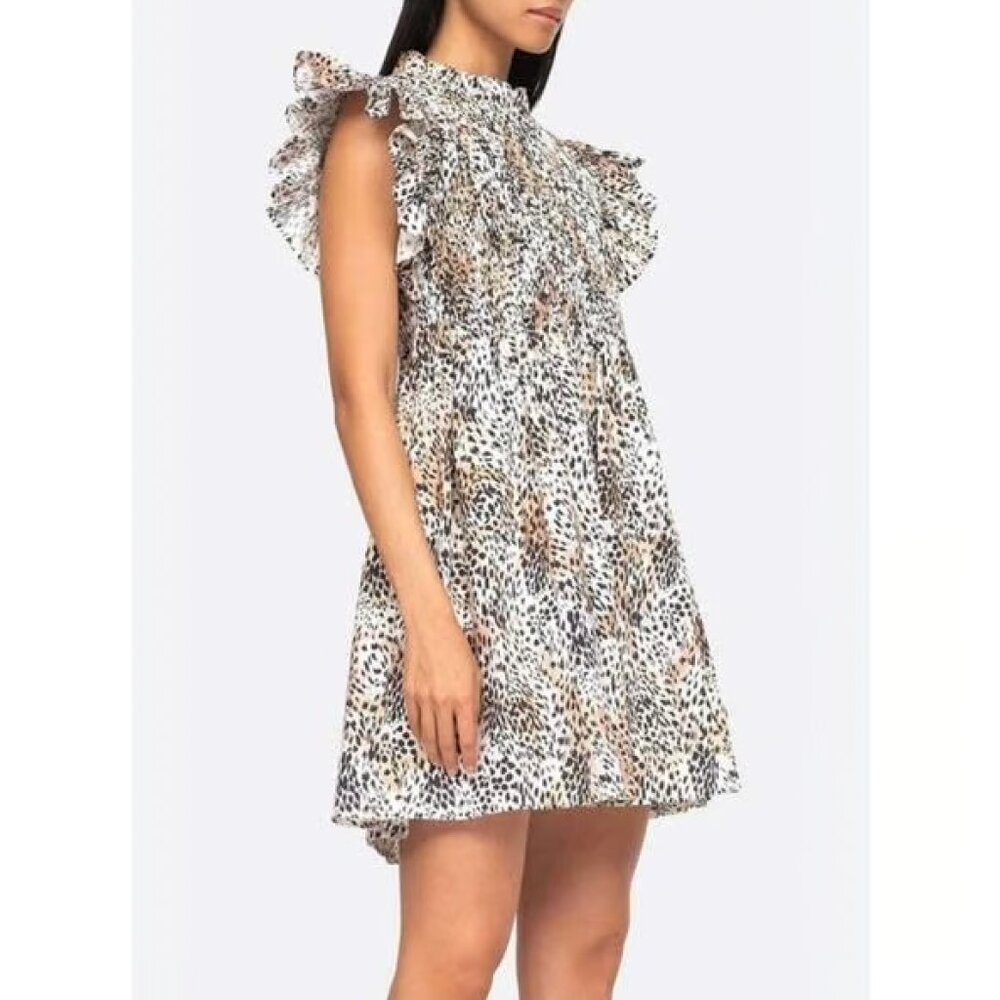 Sea New York Lana Cheetah Print Mini Dress Size Medium